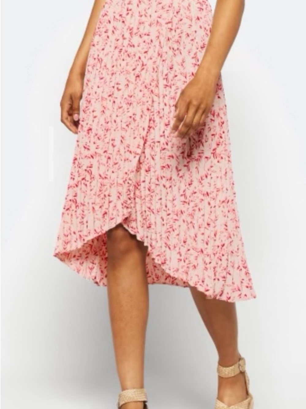 Skies Are Blue ‘Miles’ Pink Floral High-Low Midi Skirt